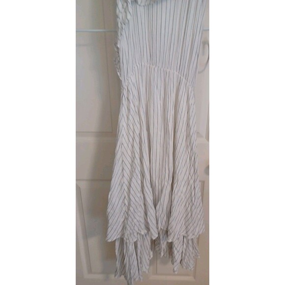 Taylor Swift Inspired Engagement  Dress Womens Small Blue Striped Tiered Boho - Picture 9 of 10